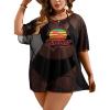 imageSOLY HUX Swim Cover Up for Women Plus Size Letter Graphic Mesh Sheer Bikini Swimsuits Bathing SuitBlack Mesh