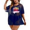 imageSOLY HUX Swim Cover Up for Women Plus Size Letter Graphic Mesh Sheer Bikini Swimsuits Bathing SuitMulticoloured Letter