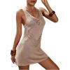 imageSOLY HUX Womens Crochet Sheer Cover Up Scoop Neck Sleeveless Hollow Out Beach DressSolid Khaki