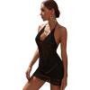 imageSOLY HUX Womens Halter Hollow Out Backless Beach Swimsuit Bikini Cover UpPure Black Knitted