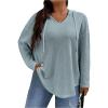 imageSOLY HUX Womens Plus Size Hoodies Long Sleeve Drawstring Waffle Knit Pullover Sweatshirt TopsPure Dusty Blue