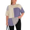 imageSOLY HUX Womens Plus Size Oversized T Shirts Color Block Tops Drop Shoulder Short Sleeve Tees Casual Summer ShirtGrey Purple Multi