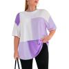 imageSOLY HUX Womens Plus Size Oversized T Shirts Color Block Tops Drop Shoulder Short Sleeve Tees Casual Summer ShirtPurple White Multi