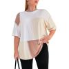 imageSOLY HUX Womens Plus Size Oversized T Shirts Color Block Tops Drop Shoulder Short Sleeve Tees Casual Summer ShirtWhite Yellow Multi