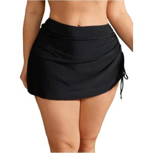 imageSOLY HUX Womens Plus Size Beach Skirts High Waisted Side Drawstring Summer Vacation Cover Up BottomsSolid Black