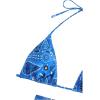 imageSOLY HUX Bikini Sets for Women Paisley Print Halter Triangle Bathing Suit 3 Piece Swimsuit with Sarong Cover UpBlue Paisley
