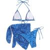 imageSOLY HUX Bikini Sets for Women Paisley Print Halter Triangle Bathing Suit 3 Piece Swimsuit with Sarong Cover UpBlue Paisley