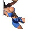 imageSOLY HUX Bikini Sets for Women Paisley Print Halter Triangle Bathing Suit 3 Piece Swimsuit with Sarong Cover UpBlue Paisley