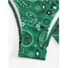 imageSOLY HUX Bikini Sets for Women Paisley Print Halter Triangle Bathing Suit 3 Piece Swimsuit with Sarong Cover UpDark Green Paisley