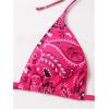 imageSOLY HUX Bikini Sets for Women Paisley Print Halter Triangle Bathing Suit 3 Piece Swimsuit with Sarong Cover UpHotpink Paisley