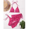 imageSOLY HUX Bikini Sets for Women Paisley Print Halter Triangle Bathing Suit 3 Piece Swimsuit with Sarong Cover UpHotpink Paisley