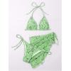 imageSOLY HUX Bikini Sets for Women Paisley Print Halter Triangle Bathing Suit 3 Piece Swimsuit with Sarong Cover UpLime Green Paisley