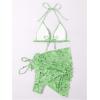 imageSOLY HUX Bikini Sets for Women Paisley Print Halter Triangle Bathing Suit 3 Piece Swimsuit with Sarong Cover UpLime Green Paisley