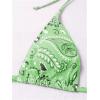 imageSOLY HUX Bikini Sets for Women Paisley Print Halter Triangle Bathing Suit 3 Piece Swimsuit with Sarong Cover UpLime Green Paisley