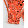 imageSOLY HUX Bikini Sets for Women Paisley Print Halter Triangle Bathing Suit 3 Piece Swimsuit with Sarong Cover UpOrange Paisley