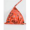 imageSOLY HUX Bikini Sets for Women Paisley Print Halter Triangle Bathing Suit 3 Piece Swimsuit with Sarong Cover UpOrange Paisley