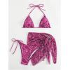 imageSOLY HUX Bikini Sets for Women Paisley Print Halter Triangle Bathing Suit 3 Piece Swimsuit with Sarong Cover UpPurple Paisley