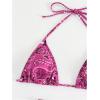 imageSOLY HUX Bikini Sets for Women Paisley Print Halter Triangle Bathing Suit 3 Piece Swimsuit with Sarong Cover UpPurple Paisley