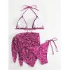 imageSOLY HUX Bikini Sets for Women Paisley Print Halter Triangle Bathing Suit 3 Piece Swimsuit with Sarong Cover UpPurple Paisley