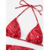 imageSOLY HUX Bikini Sets for Women Paisley Print Halter Triangle Bathing Suit 3 Piece Swimsuit with Sarong Cover UpRed Paisley