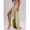 imageSOLY HUX Sarong Wraps for Women Tie Side Cover Up Skirt Swimwear Beach SwimsuitPlain Olive Green