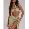 imageSOLY HUX Sarong Wraps for Women Tie Side Cover Up Skirt Swimwear Beach SwimsuitPlain Olive Green