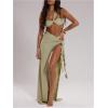 imageSOLY HUX Sarong Wraps for Women Tie Side Cover Up Skirt Swimwear Beach SwimsuitPlain Olive Green