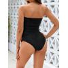 imageSOLY HUX Tankini Swimsuits for Women Color Block Bandeau Ruched Bikini Two Piece Bathing SuitsBlack and Hotpink