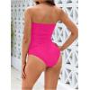 imageSOLY HUX Tankini Swimsuits for Women Color Block Bandeau Ruched Bikini Two Piece Bathing SuitsHotpink Colorblock
