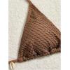 imageSOLY HUX Womens 3 Piece Swimsuit Fishnet Halter Triangle String Bikini Set Bathing Suit with Cover Up Beach SkirtPure Coffee Brown