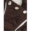 imageSOLY HUX Womens 3 Piece Swimsuit Fishnet Halter Triangle String Bikini Set Bathing Suit with Cover Up Beach SkirtSolid Chocolate Brown