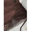 imageSOLY HUX Womens 3 Piece Swimsuit Fishnet Halter Triangle String Bikini Set Bathing Suit with Cover Up Beach SkirtSolid Chocolate Brown