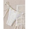 imageSOLY HUX Womens 3 Piece Swimsuit Fishnet Halter Triangle String Bikini Set Bathing Suit with Cover Up Beach SkirtSolid White