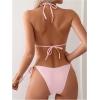 imageSOLY HUX Womens 3 Piece Swimsuit Halter Triangle Tie Side Bikini Sets Bathing Suit with Cover Up TopPink Letter