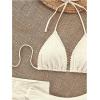 imageSOLY HUX Womens 3 Piece Swimsuit Metal Decor Tie Back Halter Bikini Set with Cover Up SkirtSolid Beige