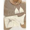 imageSOLY HUX Womens 3 Piece Swimsuit Metal Decor Tie Back Halter Bikini Set with Cover Up SkirtSolid Beige