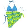 imageSOLY HUX Womens 3 Piece Swimsuit Tie Dye Frill Trim Tie Side Halter Bikini Set with Cover Up SkirtMulticoloured