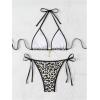 imageSOLY HUX Womens Bathing Suits Allover Print Halter Triangle Tie Side Bikini Sets Two Piece SwimsuitMulticoloured Leopard