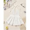 imageSOLY HUX Womens Boho Crochet Knit Ruffle Halter Backless Cover Up Crop Tops Beach Vacation ClothesSolid White