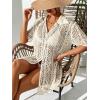 imageSOLY HUX Womens Button Down Hollow Out Crochet Swimsuits Cover Ups Kimono Short Sleeve Sheer Beach Cover UpPure Apricot