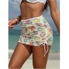 imageSOLY HUX Womens Hollow Out Printed Side Drawstring Cover Up Skirts Vacation Beach WearBeige Printed