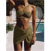 imageSOLY HUX Womens One Shoulder Bikini Swimsuit High Cut Bathing Suit with Cover Up Skirts 3 Piece SetArmy Green