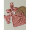 imageSOLY HUX Womens One Shoulder Bikini Swimsuit High Cut Bathing Suit with Cover Up Skirts 3 Piece SetDusty Pink