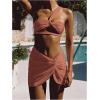 imageSOLY HUX Womens One Shoulder Bikini Swimsuit High Cut Bathing Suit with Cover Up Skirts 3 Piece SetDusty Pink