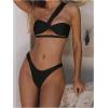 imageSOLY HUX Womens One Shoulder Bikini Swimsuit High Cut Bathing Suit with Cover Up Skirts 3 Piece SetPure Black
