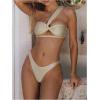 imageSOLY HUX Womens One Shoulder Bikini Swimsuit High Cut Bathing Suit with Cover Up Skirts 3 Piece SetPure Khaki