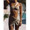 imageSOLY HUX Womens One Shoulder Bikini Swimsuit High Cut Bathing Suit with Cover Up Skirts 3 Piece SetPure Khaki