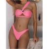 imageSOLY HUX Womens One Shoulder Bikini Swimsuit High Cut Bathing Suit with Cover Up Skirts 3 Piece SetSolid Pink
