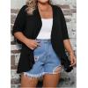 imageSOLY HUX Womens Plus Size Ruffle Half Sleeve Kimono Cardigan Open Front Loose Cover Up Casual Blouse TopsSolid Black