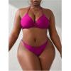 imageSOLY HUX Womens Plus Size Sexy 4 Piece Swimsuits Halter Bikini Sets with Drawstring Long Sleeve Cover Up Bathing SuitHot Pink